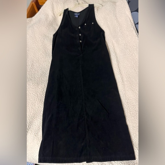 Blue J. Dresses & Skirts - Vintage 90’s Y2K Blue J. Black Sleeveless Corduroy Jumper Dress silver buttons